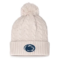 Women's Top of the World Cream Penn State Nittany Lions Pearl Cuffed Knit Hat with Pom