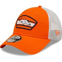 Men's New Era Orange/White Denver Broncos Logo Patch Trucker 9FORTY Snapback Hat