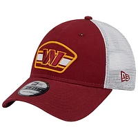 Men's New Era Burgundy/White Washington Commanders Logo Patch Trucker 9FORTY Snapback Hat