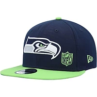 Men's New Era College Navy/Neon Green Seattle Seahawks Flawless 9FIFTY Snapback Hat