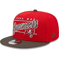 Men's New Era Scarlet/Pewter Tampa Bay Buccaneers Team Script 9FIFTY Snapback Hat