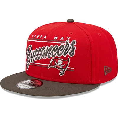 Men's New Era Scarlet/Pewter Tampa Bay Buccaneers Team Script 9FIFTY Snapback Hat