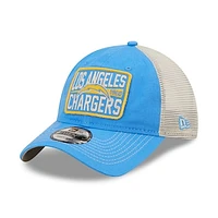 Men's New Era Powder Blue/Natural Los Angeles Chargers Devoted Trucker 9TWENTY Snapback Hat