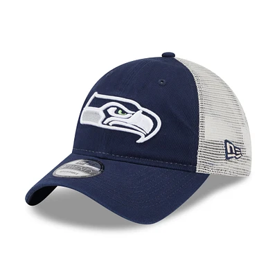 Men's New Era Navy/Natural Seattle Seahawks Loyal 9TWENTY Trucker Hat