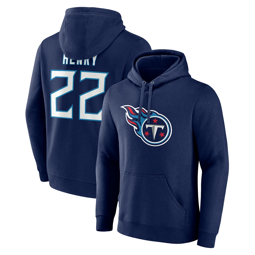 Men's Fanatics Derrick Henry Navy Tennessee Titans Big & Tall Fleece Name & Number Pullover Hoodie