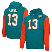 Men's Mitchell & Ness Dan Marino Aqua Miami Dolphins Retired Player Name Number Pullover Hoodie