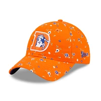 Women's New Era Orange Denver Broncos  Floral 9TWENTY Adjustable Hat