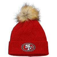 Women's New Era Scarlet San Francisco 49ers Snowy Cuffed Knit Hat with Pom