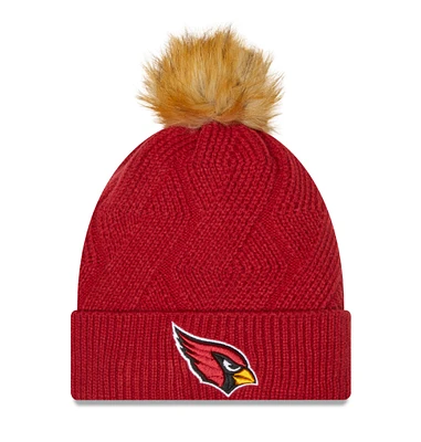 Women's New Era Cardinal Arizona Cardinals Snowy Cuffed Knit Hat with Pom