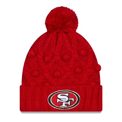 Women's New Era Scarlet San Francisco 49ers Toasty Cuffed Knit Hat with Pom