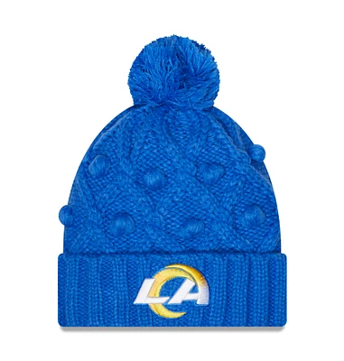 Women's New Era Royal Los Angeles Rams Toasty Cuffed Knit Hat with Pom