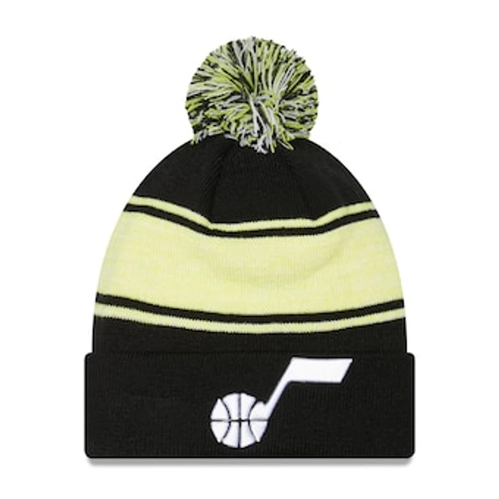 Men's New Era Black Utah Jazz Chilled Cuffed Knit Hat with Pom