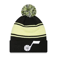 Men's New Era Black Utah Jazz Chilled Cuffed Knit Hat with Pom