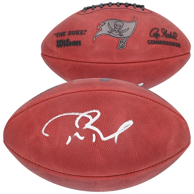 Tom Brady Tampa Bay Buccaneers Autographed Metallic Logo Duke Game Football
