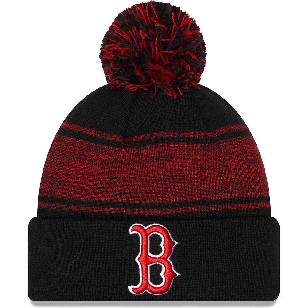 Men's New Era Black Boston Red Sox Chilled Cuffed Knit Hat with Pom