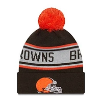 Men's New Era Brown Cleveland Browns  Repeat Cuffed Knit Hat with Pom