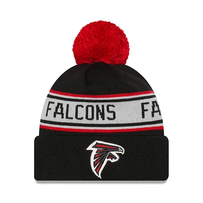 Men's New Era Black Atlanta Falcons  Repeat Cuffed Knit Hat with Pom