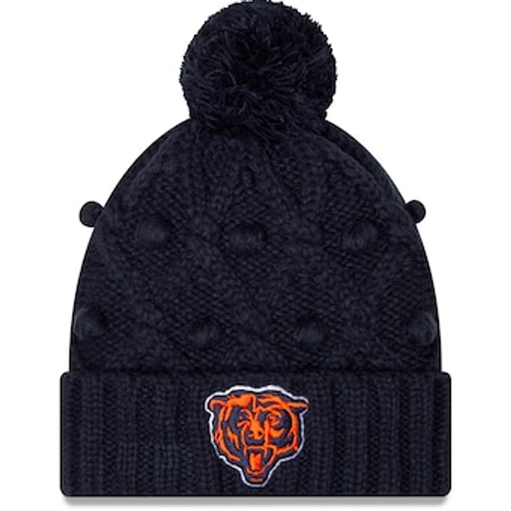 Girls Youth New Era Navy Chicago Bears Toasty Cuffed Knit Hat with Pom