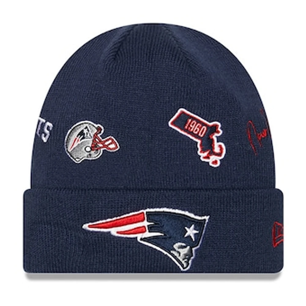 Youth New Era  Navy New England Patriots Identity Cuffed Knit Hat