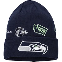 Youth New Era College Navy Seattle Seahawks Identity Cuffed Knit Hat