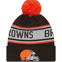 Youth New Era Brown Cleveland Browns Repeat Cuffed Knit Hat with Pom