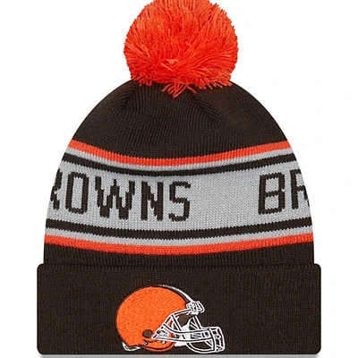 Youth New Era Brown Cleveland Browns Repeat Cuffed Knit Hat with Pom