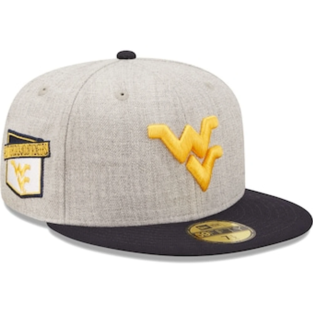 Men's New Era Heather Gray/Navy West Virginia Mountaineers Patch 59FIFTY Fitted Hat