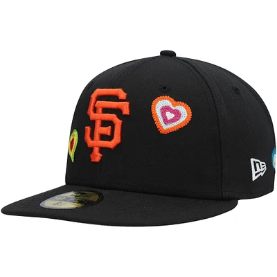 Men's New Era Black San Francisco Giants Chain Stitch Heart 59FIFTY Fitted Hat