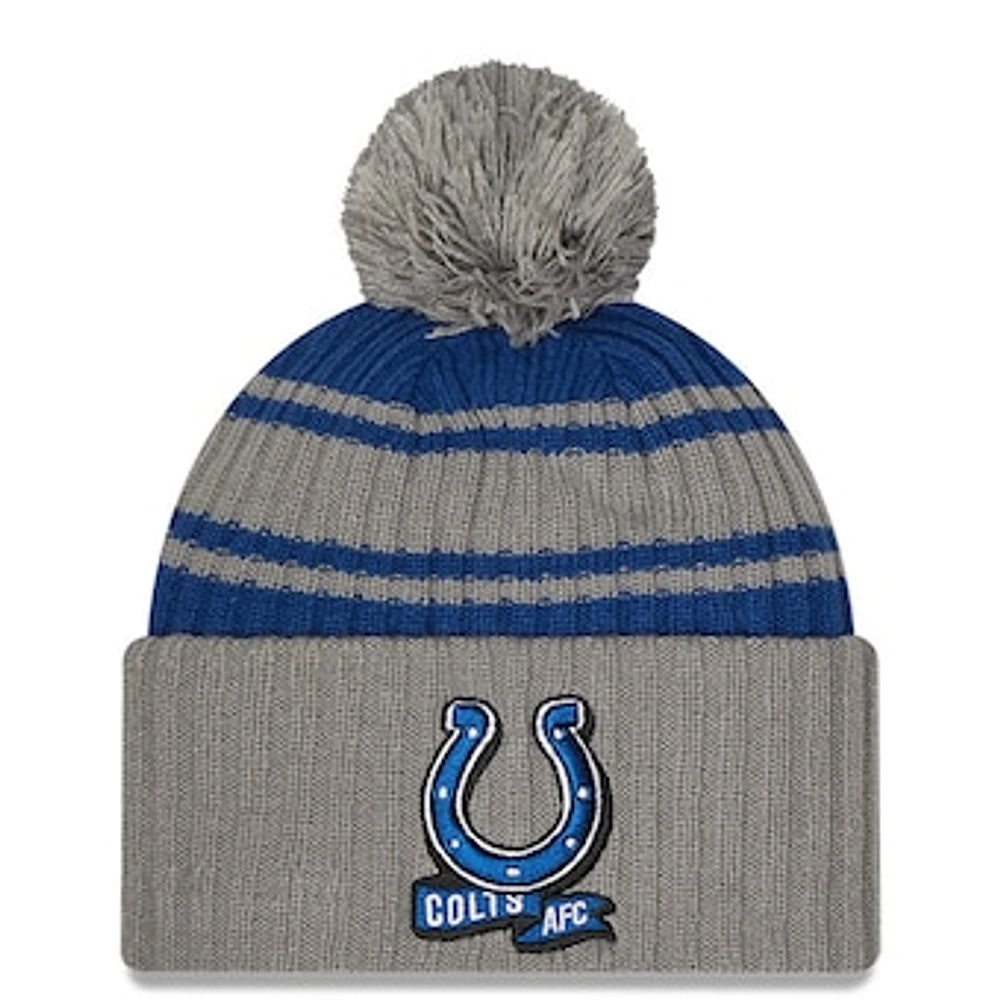 Men's New Era  Navy Indianapolis Colts 2022 Sideline Cuffed Pom Knit Hat