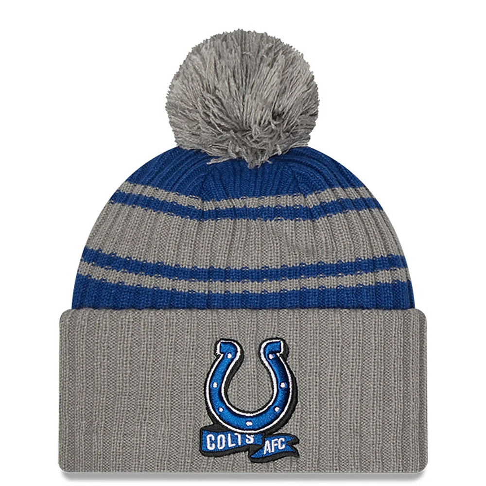 Men's New Era  Navy Indianapolis Colts 2022 Sideline Cuffed Pom Knit Hat