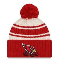 Youth New Era  Cream/Cardinal Arizona Cardinals 2022 Sideline Sport Cuffed Pom Knit Hat