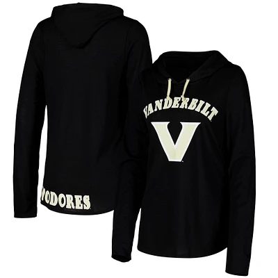 Women's Colosseum Black Vanderbilt Commodores My Lover Lightweight Hooded Long Sleeve T-Shirt