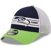 Men's New Era College Navy/Neon Green Seattle Seahawks Team Banded 39THIRTY - Flex Hat