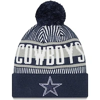 Men's New Era Navy Dallas Cowboys Striped - Cuffed Knit Hat with Pom