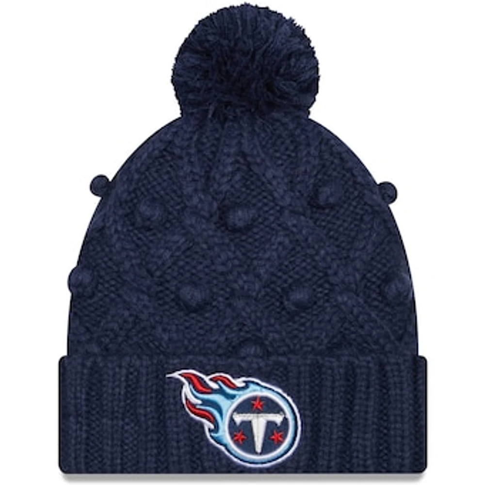 Women's New Era Navy Tennessee Titans Toasty Cuffed Pom Knit - Hat