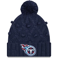 Women's New Era Navy Tennessee Titans Toasty Cuffed Pom Knit - Hat