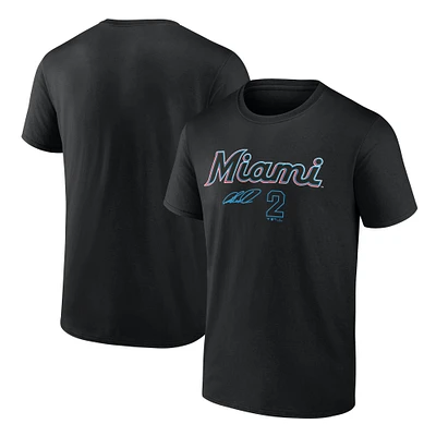 Men's Fanatics Jazz Chisholm Jr. Black Miami Marlins Player Name & Number T-Shirt