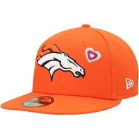 Men's New Era Orange Denver Broncos Chain Stitch Heart 59FIFTY Fitted Hat