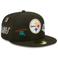 Men's New Era Black Pittsburgh Steelers Historic Champs 59FIFTY Fitted Hat