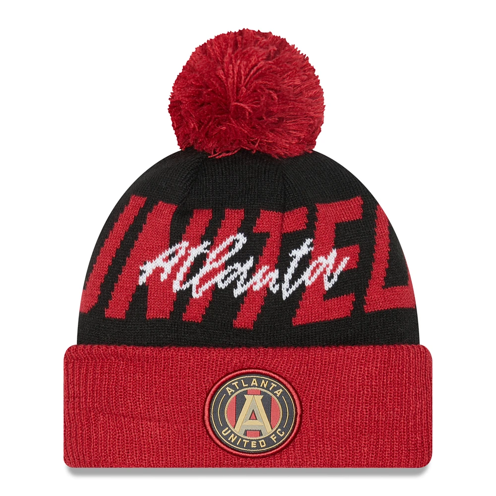 Men's New Era Black Atlanta United FC Confident Cuffed Pom Knit Hat