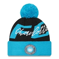 Men's New Era Black Charlotte FC Confident Cuffed Pom Knit Hat