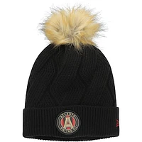 Women's New Era Black Atlanta United FC Snowy Cuffed Knit Hat with Pom