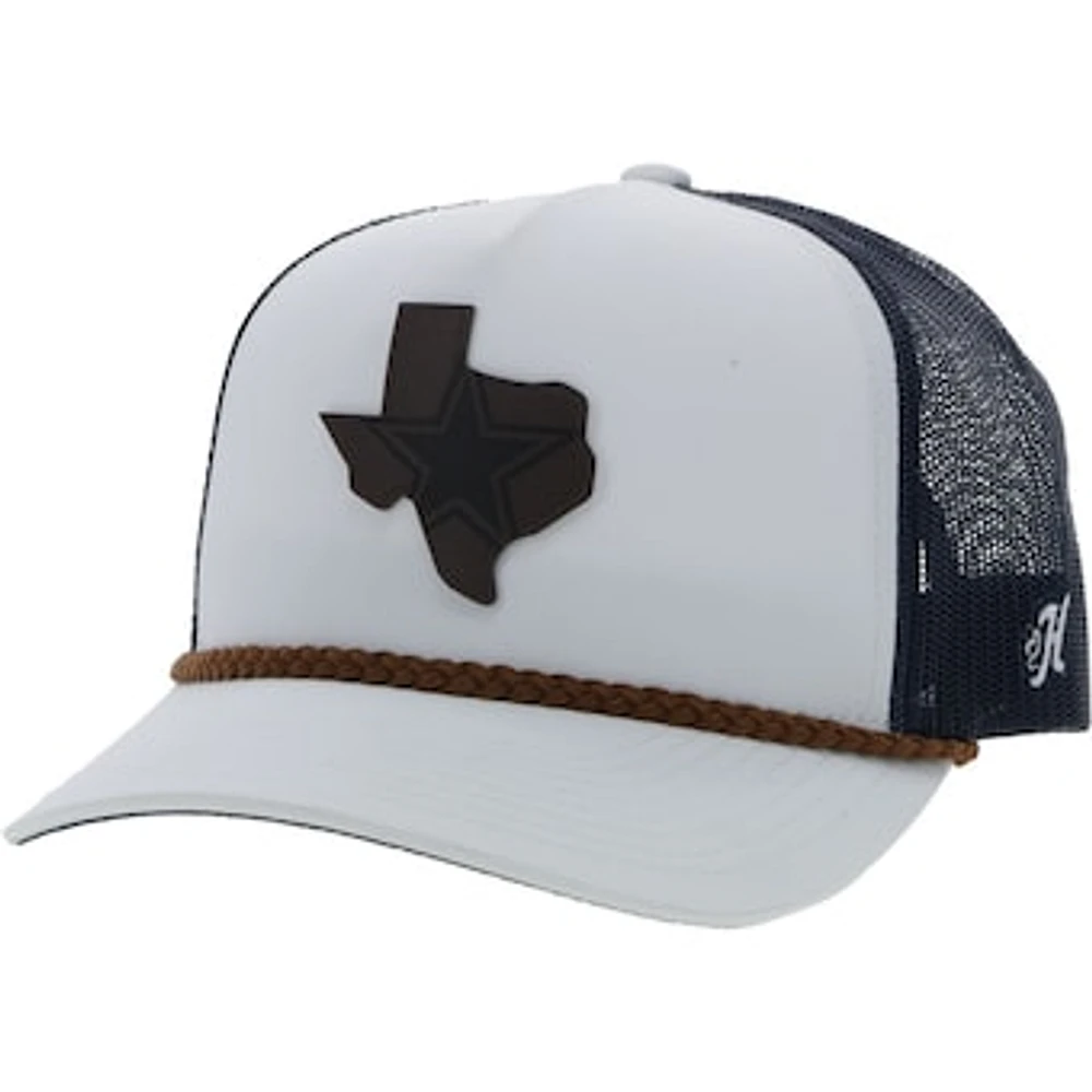 Men's HOOey White/Navy Dallas Cowboys State Patch Trucker Snapback Hat