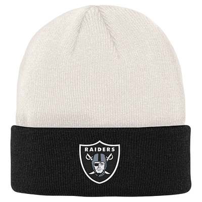 Youth Cream/Black Las Vegas Raiders Bone Cuffed Knit Hat