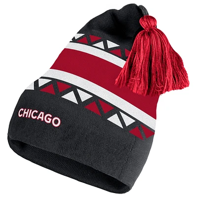 Men's adidas  Black Chicago Blackhawks Reverse Retro 2.0 Pom Cuffed Knit Hat