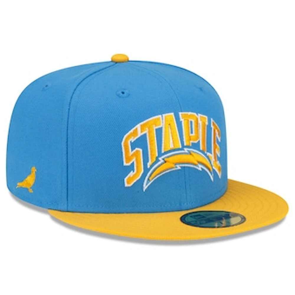 Men's New Era Powder Blue/Gold Los Angeles Chargers NFL x Staple Collection 59FIFTY Fitted Hat