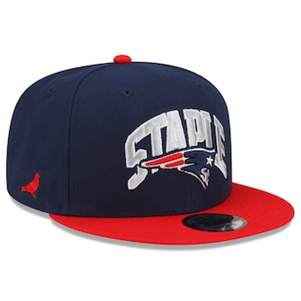 Men's New Era Navy/Red New England Patriots NFL x Staple Collection 9FIFTY Snapback Adjustable Hat