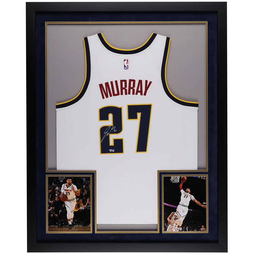 Jamal Murray Denver Nuggets Autographed SM Deluxe Framed Nike White Swingman Jersey