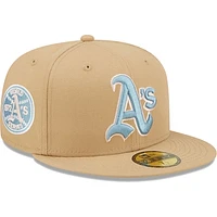 Men's New Era Tan Athletics 1972 World Series Sky Blue Undervisor 59FIFTY Fitted Hat