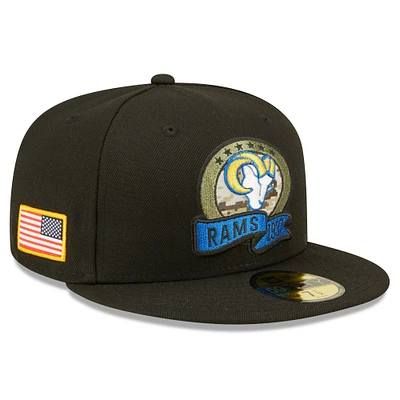 Men's New Era Black Los Angeles Rams 2022 Salute To Service 59FIFTY Fitted Hat